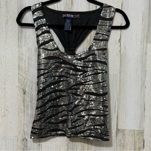 Rock Silver Black Sequin Tank Top